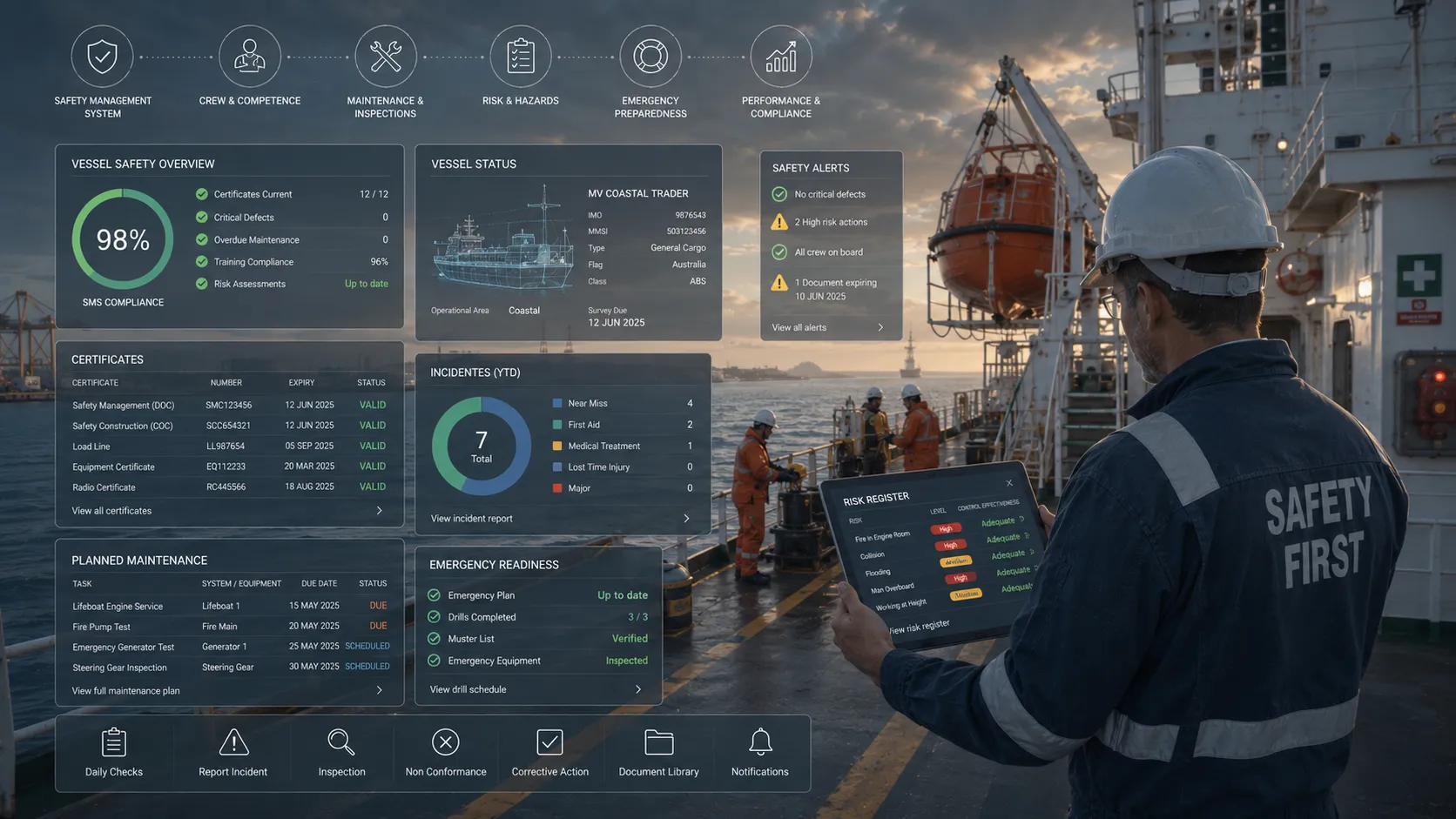Vessel Safety Management interface